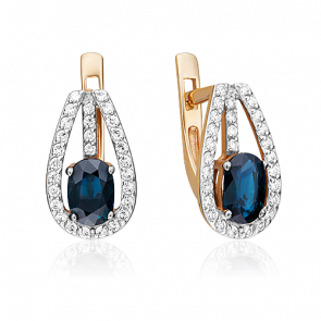 Золотые серьги Platina с бриллиантом и сапфиром 02-0798-00-105-1110-30 фото