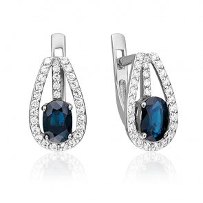 Серьги из белого золота Platina с бриллиантом и сапфиром 02-0799-00-105-1120-30 фото