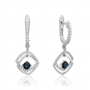 Серьги из белого золота Platina с бриллиантом и сапфиром 02-0803-00-105-1120-30 фото