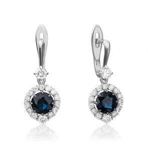 Серьги из белого золота Platina с бриллиантом и сапфиром 02-0807-00-105-1120-30 фото