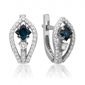 Серьги из белого золота Platina с бриллиантом и сапфиром 02-0815-00-105-1120-30 фото