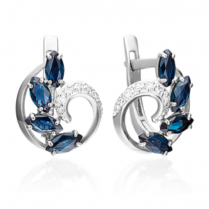 Серьги из белого золота Platina с бриллиантом и сапфиром 02-0821-00-105-1120-30 фото