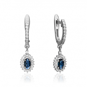 Серьги из белого золота Platina с бриллиантом и сапфиром 02-0823-00-105-1120-30 фото