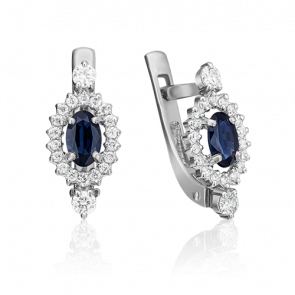 Серьги из белого золота Platina с бриллиантом и сапфиром 02-0825-00-105-1120-30 фото