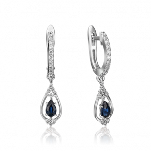 Серьги из белого золота Platina с бриллиантом и сапфиром 02-0827-00-105-1120-30 фото