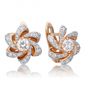 Золотые серьги Platina с бриллиантом 02-0836-00-101-1110-30 фото