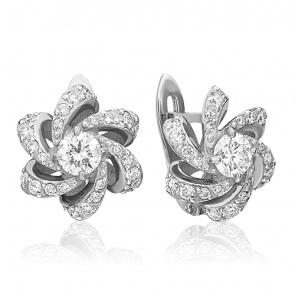 Серьги из белого золота Platina с бриллиантом 02-0837-00-101-1120-30 фото