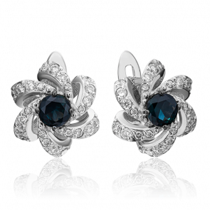Серьги из белого золота Platina с бриллиантом и сапфиром 02-0837-00-105-1120-30 фото
