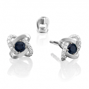 Серьги из белого золота Platina с бриллиантом и сапфиром 02-0839-00-105-1120-30 фото