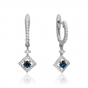 Серьги из белого золота Platina с бриллиантом и сапфиром 02-0842-00-105-1120-30 фото
