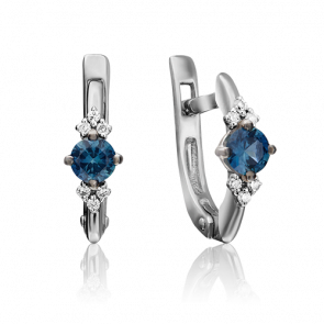 Серьги из белого золота Platina с бриллиантом и сапфиром 02-0846-00-105-1120-30 фото