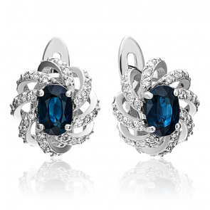 Серьги из белого золота Platina с бриллиантом и сапфиром 02-0854-00-105-1120-30 фото
