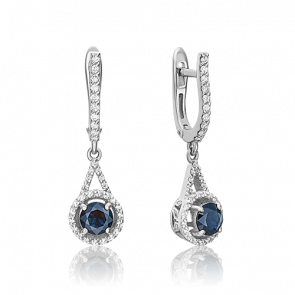 Серьги из белого золота Platina с бриллиантом и сапфиром 02-0863-00-105-1120-30 фото