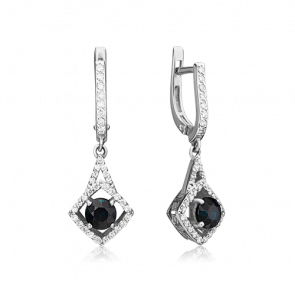 Серьги из белого золота Platina с бриллиантом и сапфиром 02-0867-00-105-1120-30 фото