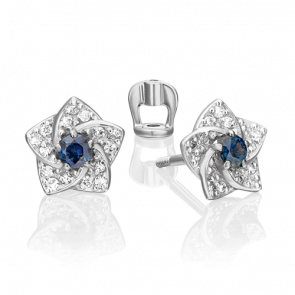 Серьги из белого золота Platina с бриллиантом и сапфиром 02-0869-00-105-1120-30 фото