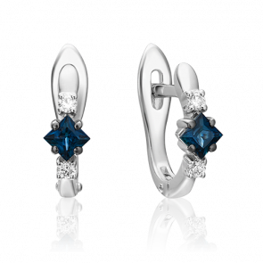 Серьги из белого золота Platina с бриллиантом и сапфиром 02-0873-00-105-1120-30 фото