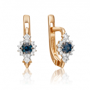 Золотые серьги Platina с бриллиантом и сапфиром 02-0875-00-105-1110-30 фото