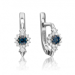 Серьги из белого золота Platina с бриллиантом и сапфиром 02-0875-00-105-1120-30 фото