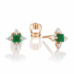 Золотые серьги Platina с бриллиантом и изумрудом 02-0876-00-106-1110-30 фото