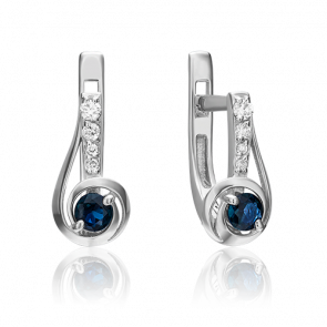 Серьги из белого золота Platina с бриллиантом и сапфиром 02-0881-00-105-1120-30 фото