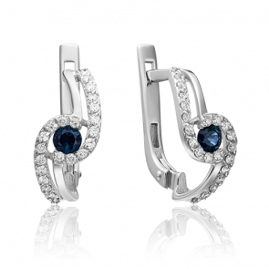 Серьги из белого золота Platina с бриллиантом и сапфиром 02-0884-00-105-1120-30 фото