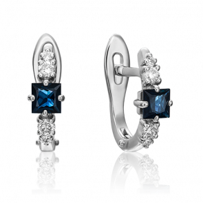 Серьги из белого золота Platina с бриллиантом и сапфиром 02-0888-00-105-1120-30 фото