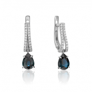 Серьги из белого золота Platina с бриллиантом и сапфиром 02-0892-00-105-1120-30 фото
