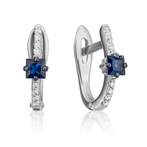 Серьги из белого золота Platina с бриллиантом и сапфиром 02-0895-00-105-1120-30 фото