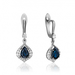 Серьги из белого золота Platina с бриллиантом и сапфиром 02-0902-00-105-1120-30 фото