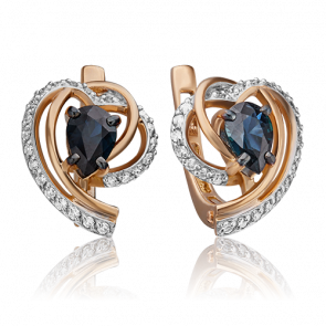 Золотые серьги Platina с бриллиантом и сапфиром 02-0903-00-105-1110-30 фото