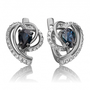 Серьги из белого золота Platina с бриллиантом и сапфиром 02-0903-00-105-1120-30 фото