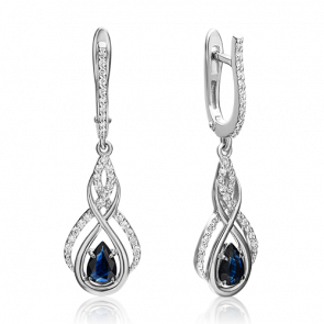 Серьги из белого золота Platina с бриллиантом и сапфиром 02-0915-00-105-1120-30 фото
