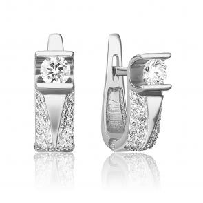 Серьги из белого золота Platina с фианитом 02-0918-00-502-1120-38 фото
