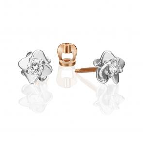 Серьги из комбинированного золота Platina с бриллиантом 02-0922-00-101-1111-30 фото