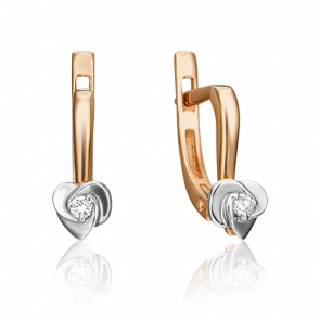 Золотые серьги Platina с бриллиантом 02-0923-00-101-1111-30 фото