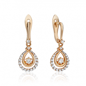 Золотые серьги Platina с бриллиантом 02-0930-00-101-1110-30 фото