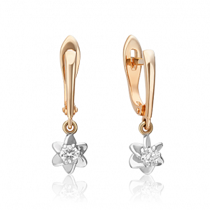 Серьги из комбинированного золота Platina с бриллиантом 02-0934-00-101-1111-30 фото