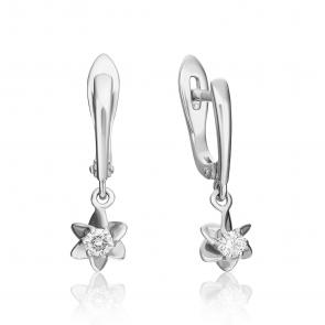 Серьги из белого золота Platina с бриллиантом 02-0934-00-101-1120-30 фото