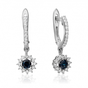 Серьги из белого золота Platina с бриллиантом и сапфиром 02-0939-00-105-1120-30 фото