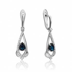 Серьги из белого золота Platina с бриллиантом и сапфиром 02-0945-00-105-1120-30 фото