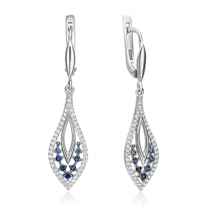 Серьги из белого золота Platina с бриллиантом и сапфиром 02-0951-00-105-1120-30 фото