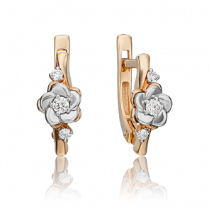 Серьги из комбинированного золота Platina с бриллиантом 02-0957-00-101-1111-30 фото