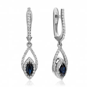 Серьги из белого золота Platina с бриллиантом и сапфиром 02-0959-00-105-1120-30 фото