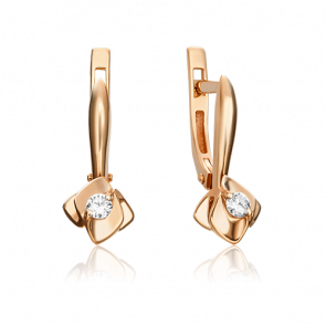 Золотые серьги Platina с бриллиантом 02-0966-00-101-1110-30 фото
