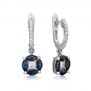 Серьги из белого золота Platina с бриллиантом и сапфиром 02-0975-00-105-1120-30 фото