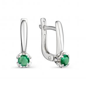 Серебряные серьги АЛЬКОР с изумрудом 02-1073/000И-00 фото