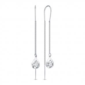 Серебряные серьги АЛЬКОР с фианитом 02-1448/00КЦ-00 фото
