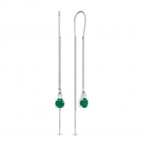 Серебряные серьги АЛЬКОР с фианитом и агатом 02-1449/00АГ-00 фото