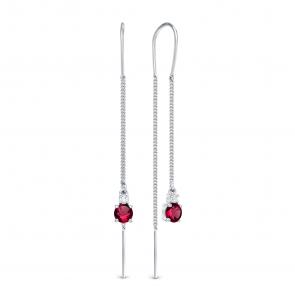 Серебряные серьги АЛЬКОР с фианитом и гранатом 02-1449/00ГР-00 фото