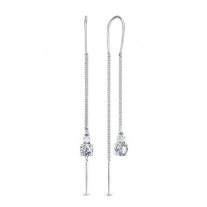 Серебряные серьги АЛЬКОР с фианитом 02-1449/00КЦ-00 фото